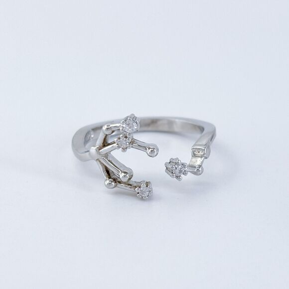 Vintage Sterling Silver Cubic Zirconia Pisces Constellation Zodiac Ring Size 8 - Picture 2 of 8